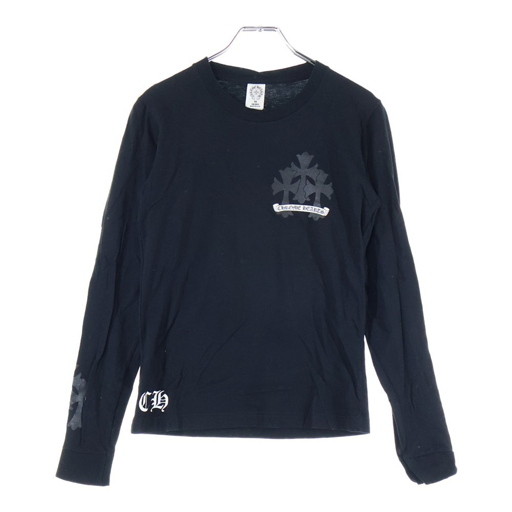 CHROME HEARTS(クロムハーツ) CH T-SHIRT トリプルクロス両面プリント スクロールラベルロゴ クルーネック コットン 長袖Tシャツ カットソー ブラック
