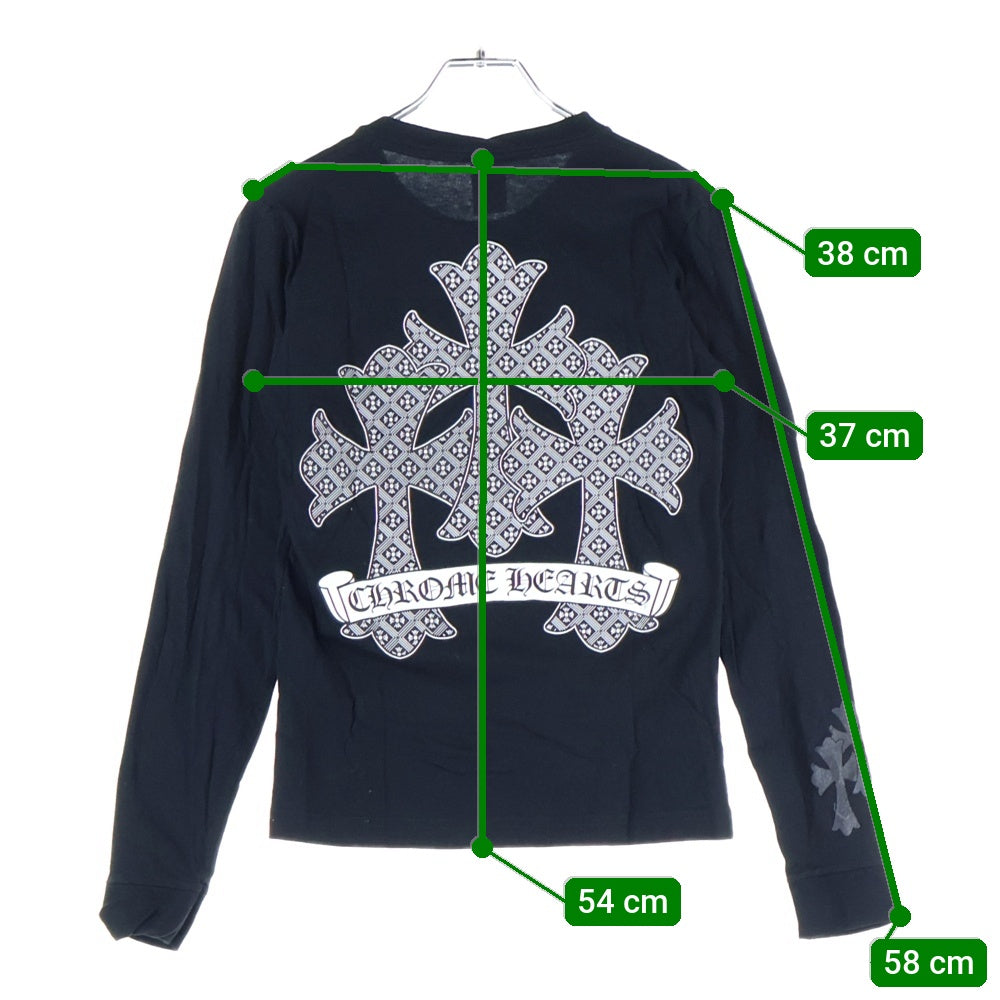 CHROME HEARTS(クロムハーツ) CH T-SHIRT トリプルクロス両面プリント スクロールラベルロゴ クルーネック コットン 長袖Tシャツ カットソー ブラック