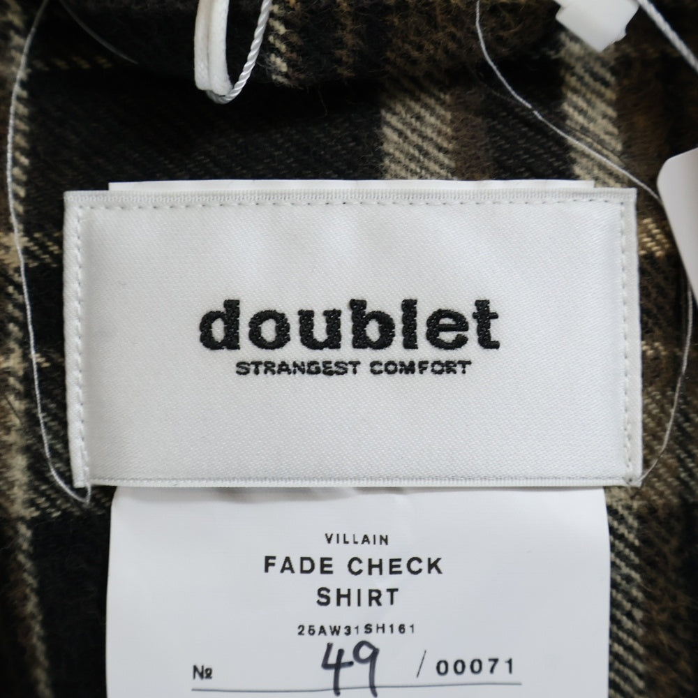doublet(ダブレット) 25AW FADE CHECK SHIRT フェード チェック 長袖 シャツ ブラウン 25AW31SH161