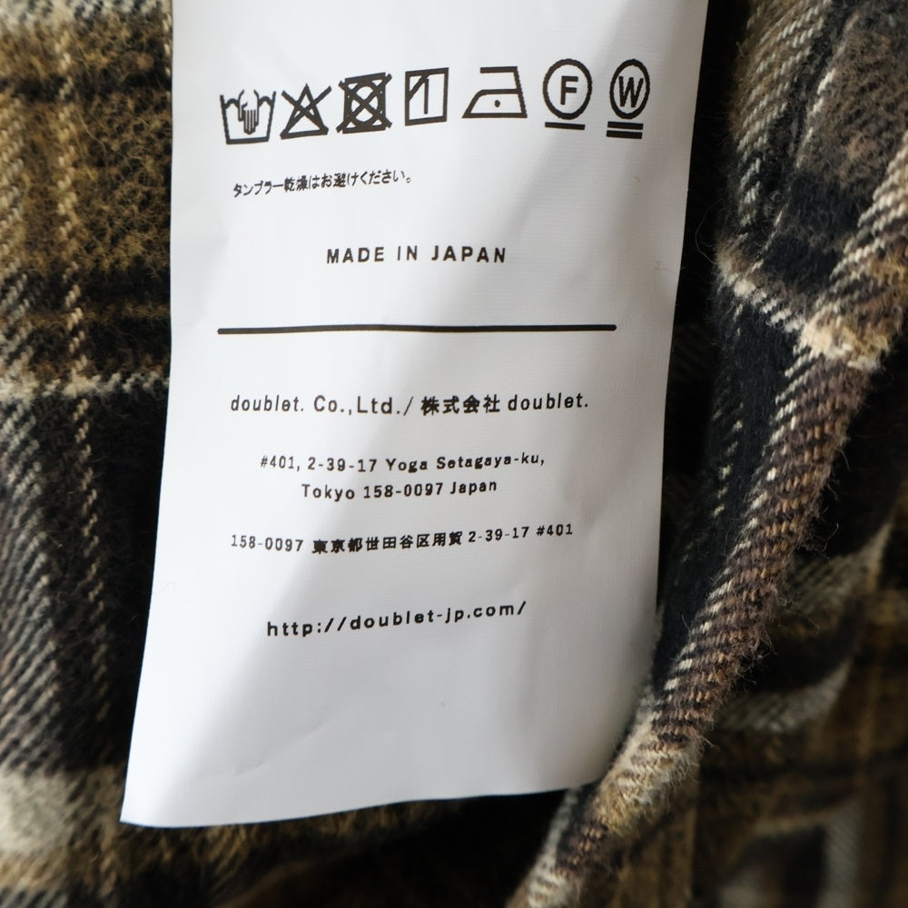 doublet(ダブレット) 25AW FADE CHECK SHIRT フェード チェック 長袖 シャツ ブラウン 25AW31SH161
