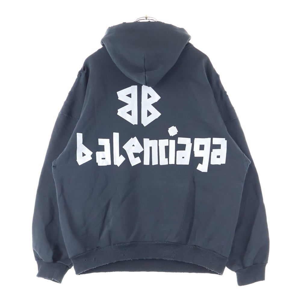 BALENCIAGA(バレンシアガ) 24SS NEW TAPE TYPE HOODIE BLACK ニュウ テープ タイプ プルオーバースウェットパーカー フーディー ブラック 739024 TQVQ9