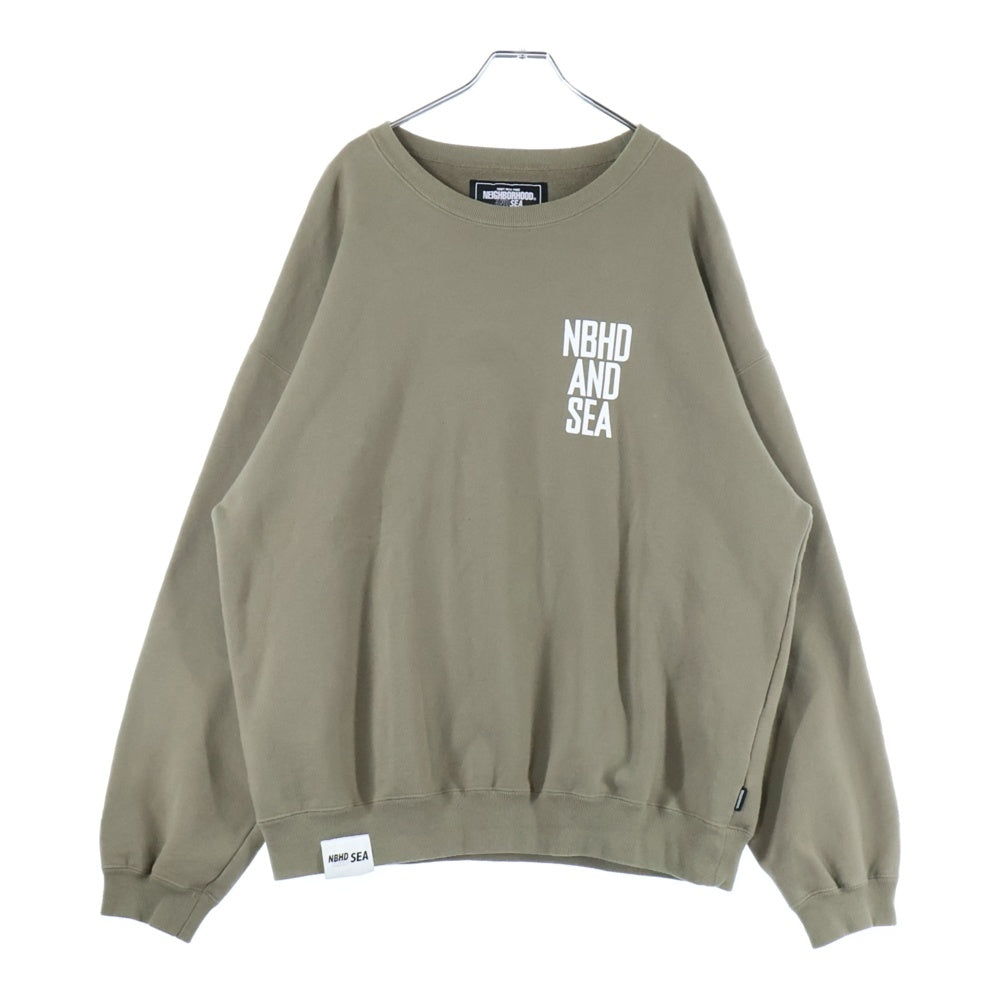 NEIGHBORHOOD(ネイバーフッド) 23SS ×WIND AND SEA SWEATSHIRT LS ウィンダンシー クルーネックスウェットトレーナー ロングスリーブ カーキ 231UWWSN-CSM01S