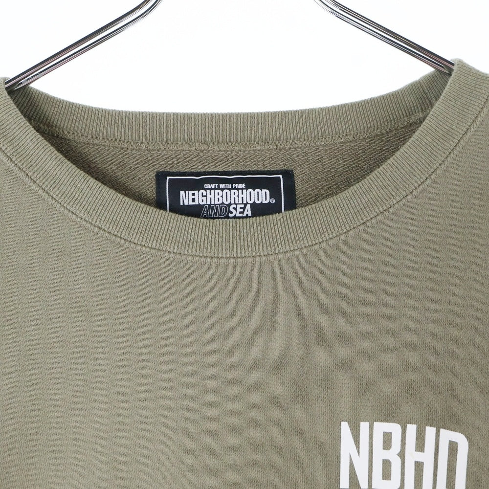 NEIGHBORHOOD(ネイバーフッド) 23SS ×WIND AND SEA SWEATSHIRT LS ウィンダンシー クルーネックスウェットトレーナー ロングスリーブ カーキ 231UWWSN-CSM01S