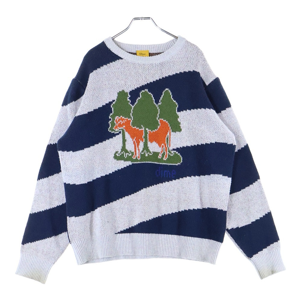 Dime(ダイム) BOVINE WOOL KNIT ボバイン アクリルウールニット セーター ネイビー/グレー