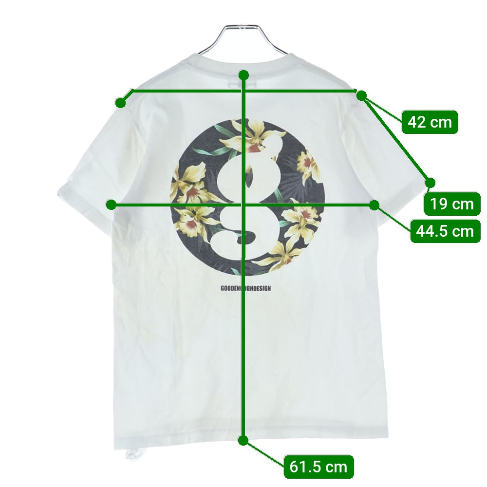 GOODENOUGH(グッドイナフ) 16SS G FLOWER TEE ロゴデザイン 両面プリント クルーネック カットソー 半袖Tシャツ ホワイト
