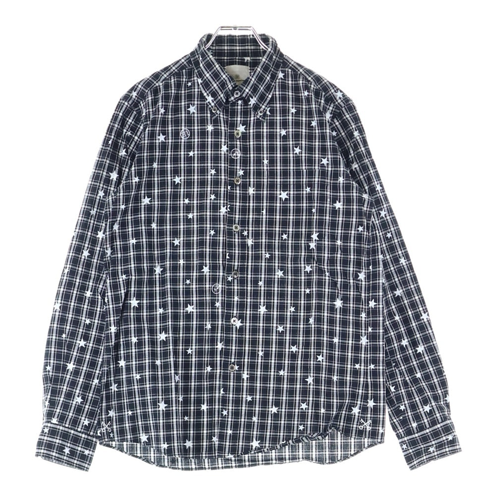 UNIFORM EXPERIMENT(ユニフォームエクスペリメント) 15AW STAR PRINT B.D SHIRT スターモチーフデザイン 長袖シャツ ブラック UE-156077