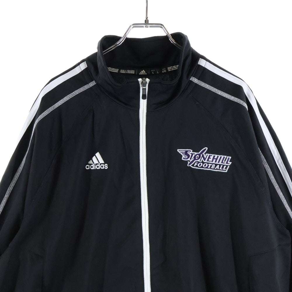 adidas(アディダス) 胸元エンブロイダリーデザイン ダブルポケット アームラインデザイン ジップアップ トラックジャケット ブラック 0DE003