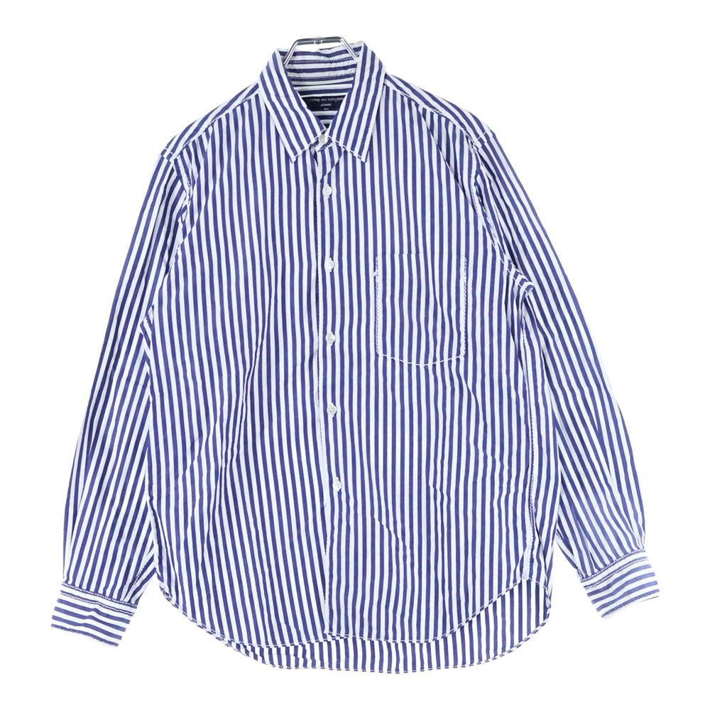COMME des GARCONS HOMME PLUS(コムデギャルソンオムプリュス) 07SS 6B 胸ポケット エンブロイダリーデザイン 長袖シャツ ホワイト/ブルー HS-B043