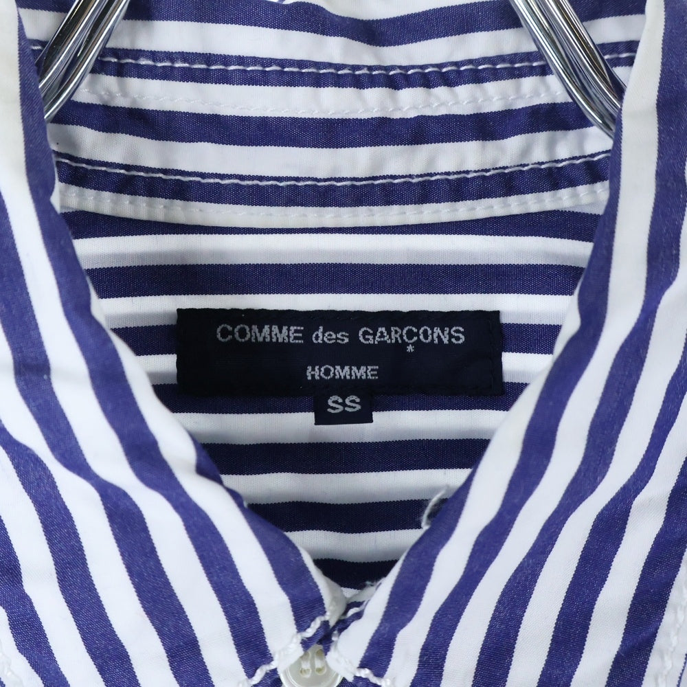 COMME des GARCONS HOMME PLUS(コムデギャルソンオムプリュス) 07SS 6B 胸ポケット エンブロイダリーデザイン 長袖シャツ ホワイト/ブルー HS-B043