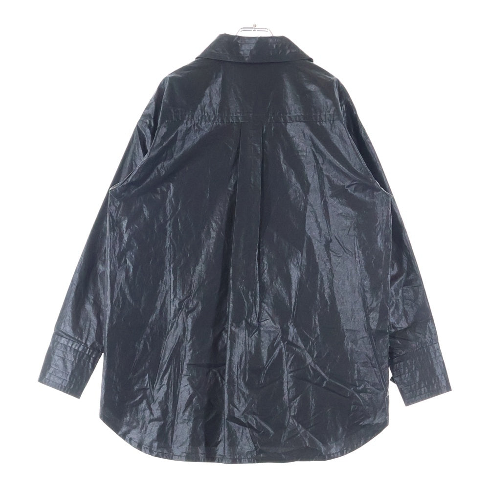 AMERI(アメリ) LONG COLLAR CALENDERING SHIRT ロングカラー カレンダリング 長袖シャツ ブラック レディース 02320461130