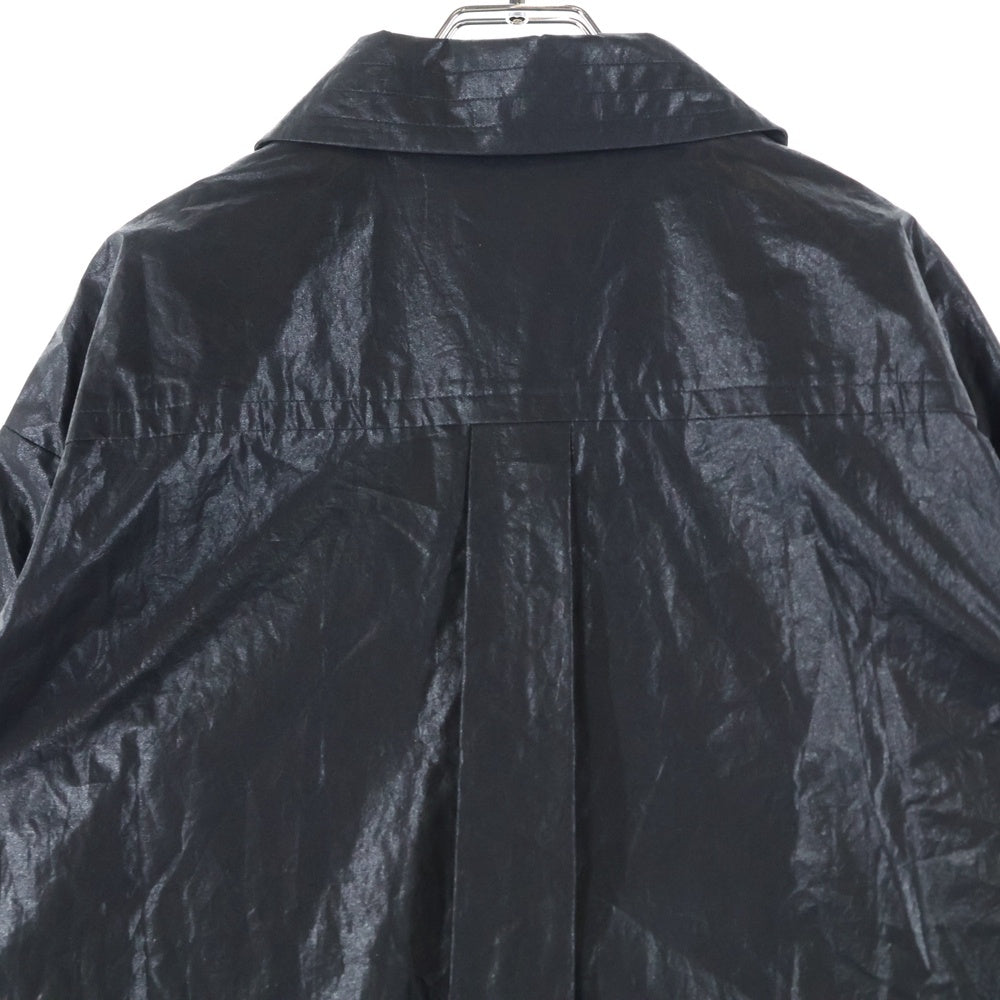 AMERI(アメリ) LONG COLLAR CALENDERING SHIRT ロングカラー カレンダリング 長袖シャツ ブラック レディース 02320461130