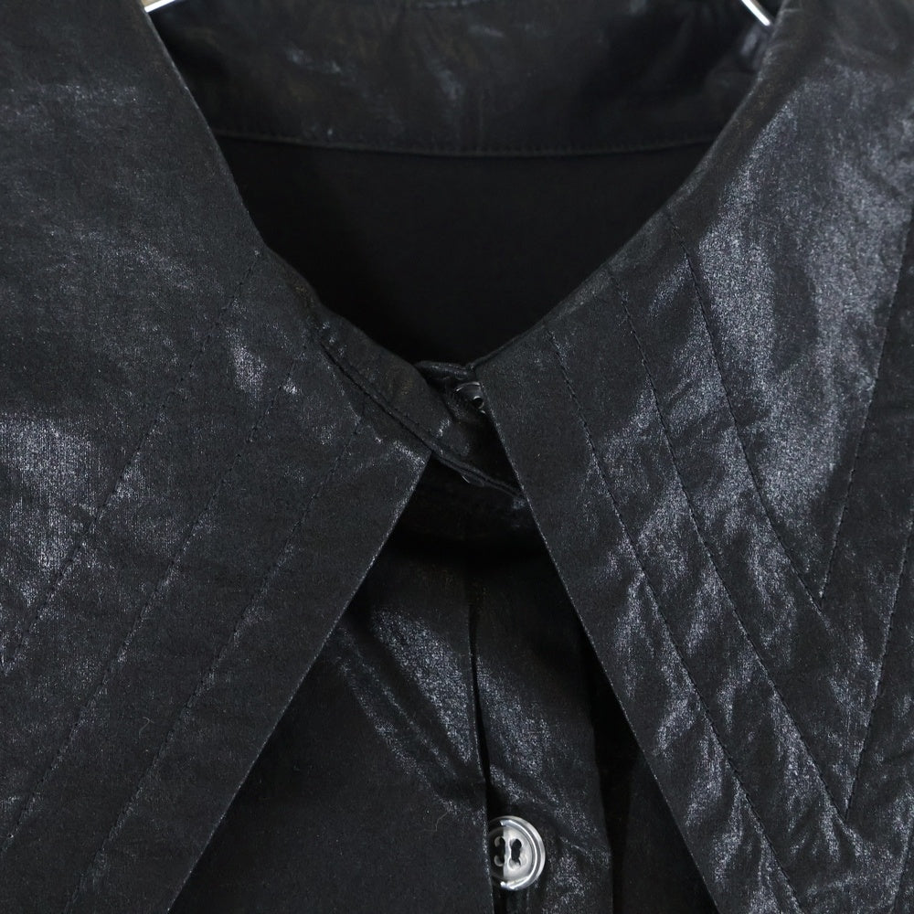 AMERI(アメリ) LONG COLLAR CALENDERING SHIRT ロングカラー カレンダリング 長袖シャツ ブラック レディース 02320461130