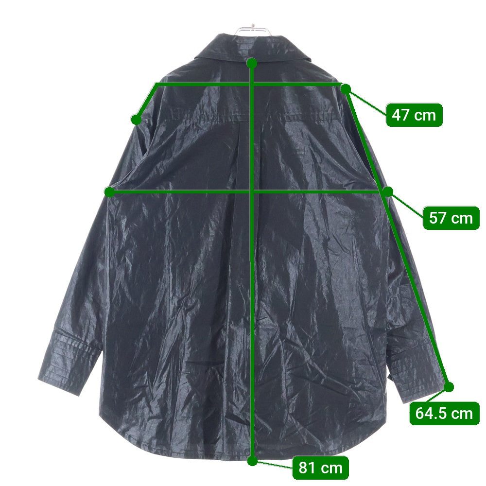 AMERI(アメリ) LONG COLLAR CALENDERING SHIRT ロングカラー カレンダリング 長袖シャツ ブラック レディース 02320461130