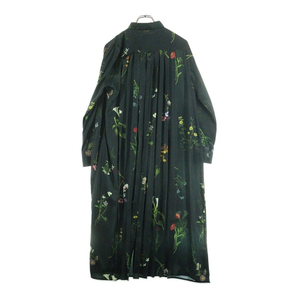 AMERI(アメリ) ボタニカルプリント ポリエステル ベストレイヤード ロングワンピース グリーン/ブラック レディース 02120550581