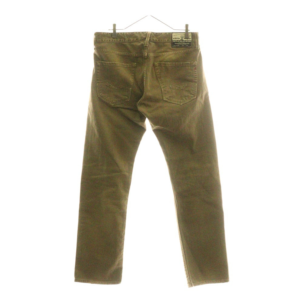 REPLAY(リプレイ) チュニジア製 コットン ボタンフライ ストレートパンツ ブラウン 983.000.8039882