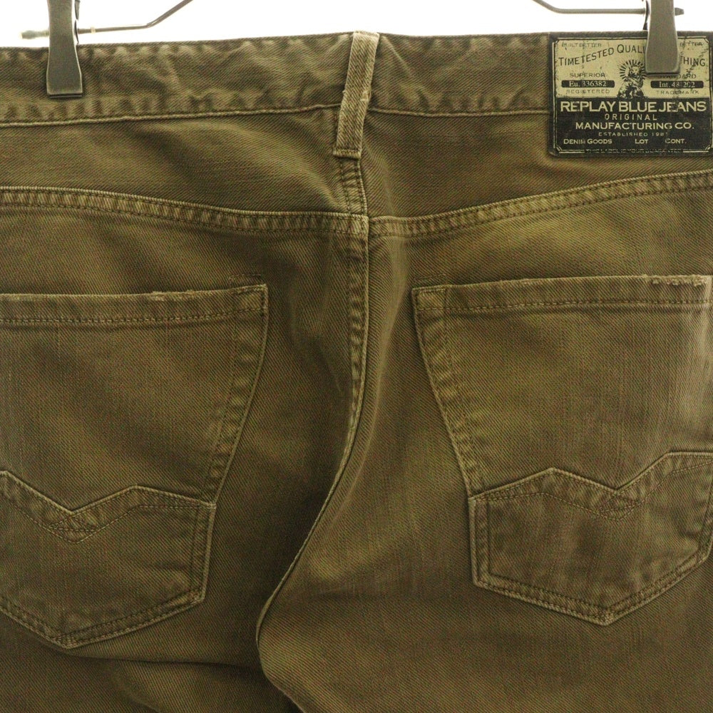 REPLAY(リプレイ) チュニジア製 コットン ボタンフライ ストレートパンツ ブラウン 983.000.8039882