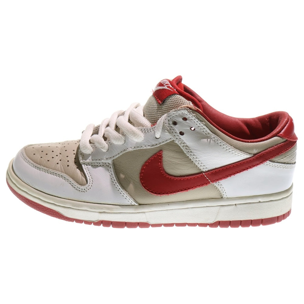 NIKE(ナイキ) 【観賞用 2002年製】 WMNS DUNK LOW Light Stone Varsity Red ウィメンズ ダンク ローカットスニーカー レディース ホワイト/レッド US7.5/24.5cm 302517-161