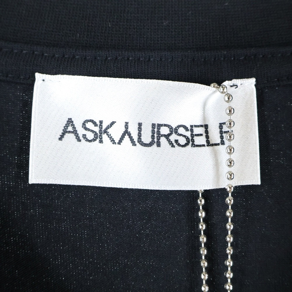 ASKYURSELF(アスクユアセルフ) ロゴプリント オーバーサイズ クルーネック コットン 半袖Tシャツ カットソー ブラック