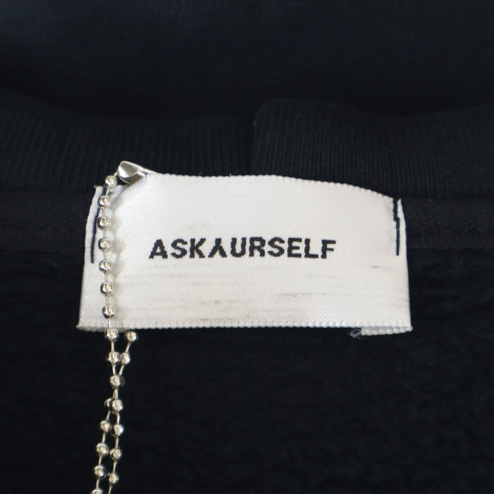 ASKYURSELF(アスクユアセルフ) KIM DUONG GOTH HOODIE アームロゴプリント コットン スウェット オーバーサイズ プルオーバーパーカー ブラック