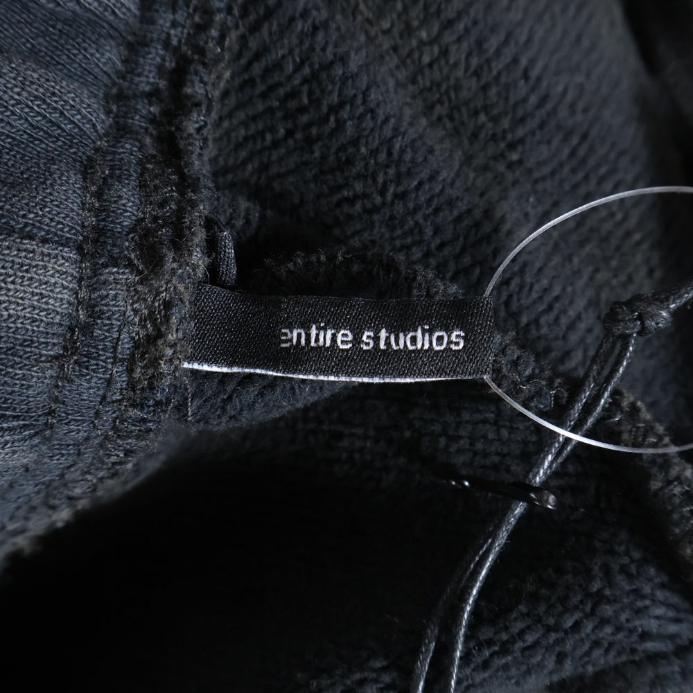 entire studios(エンタイア スタジオ) FULL SWEATPANT USED加工 ワイド スウェットパンツ ブラック ES2489