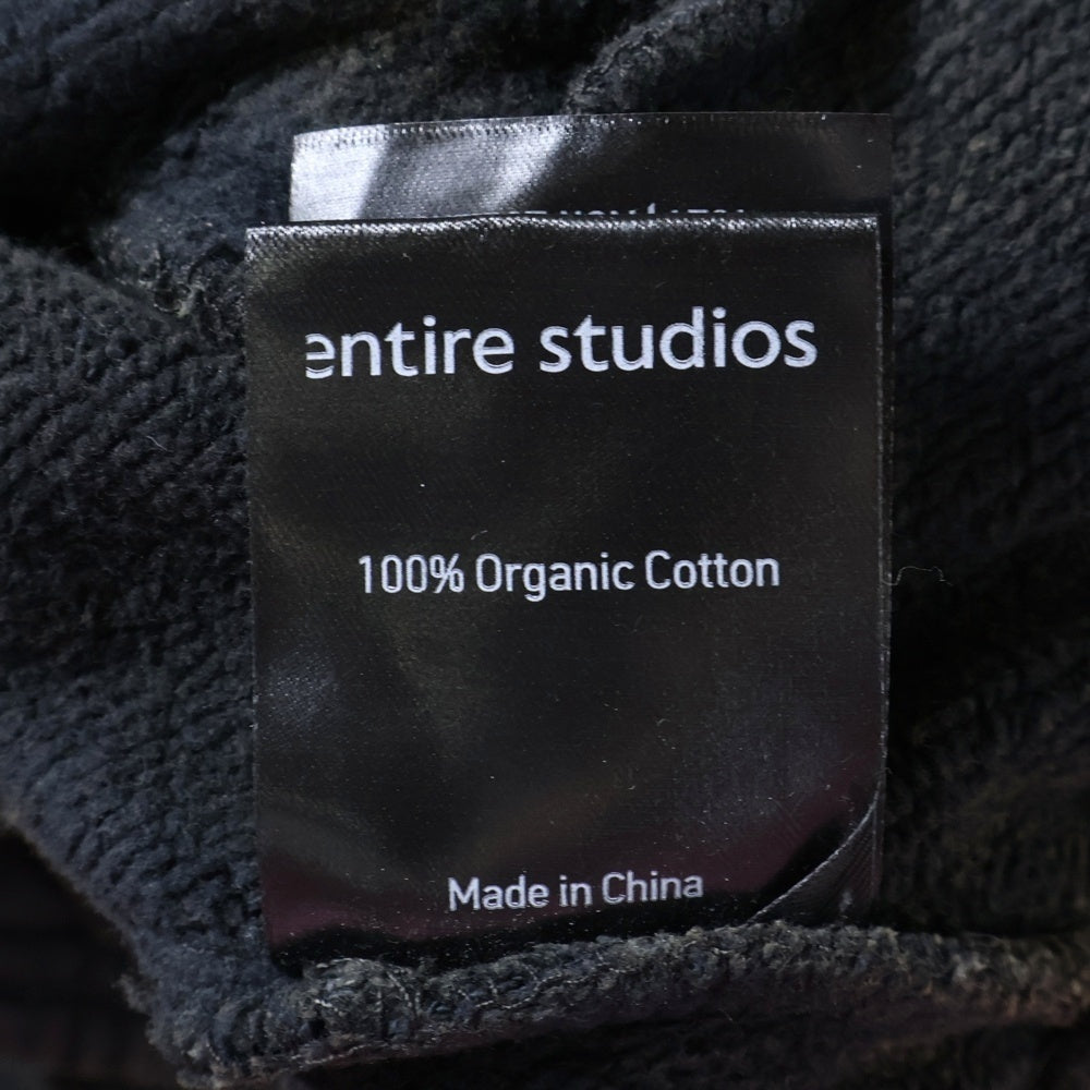 entire studios(エンタイア スタジオ) FULL SWEATPANT USED加工 ワイド スウェットパンツ ブラック ES2489