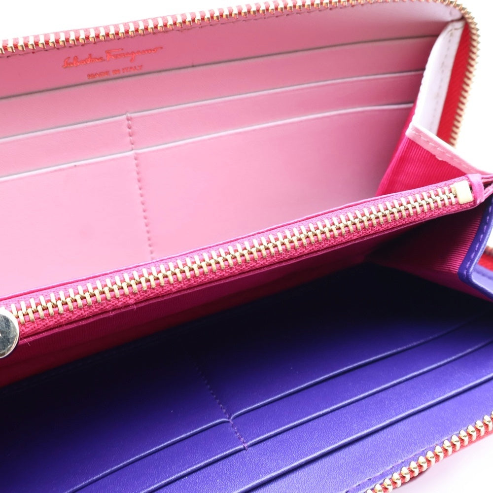 FERRAGAMO(フェラガモ) ロゴデザインプレート ヴァラリボン ロングウォレット 長財布 レッド JP-22-D239