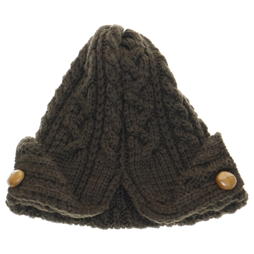 HIGHLAND 2000(ハイランド) BRITISH WOOL ブリティッシュウール ボタン付き ニット帽 ビーニー ブラウン