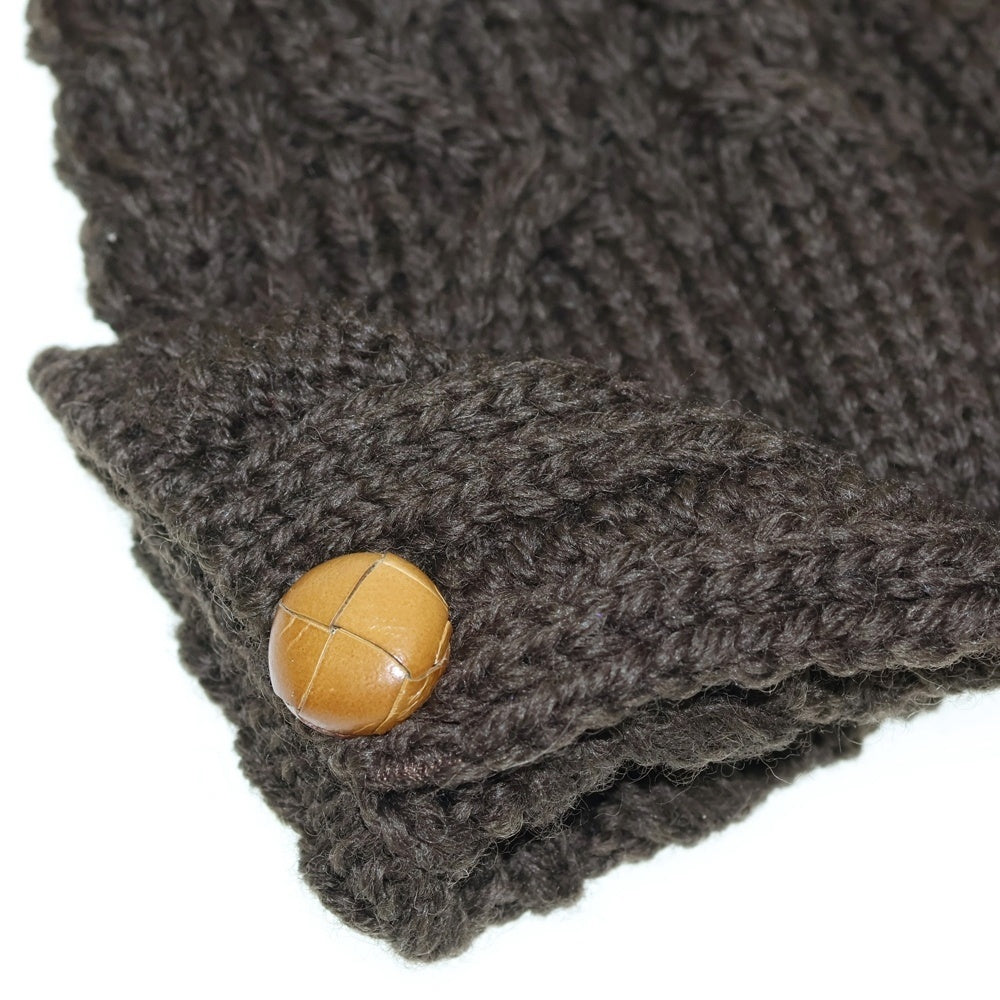 HIGHLAND 2000(ハイランド) BRITISH WOOL ブリティッシュウール ボタン付き ニット帽 ビーニー ブラウン