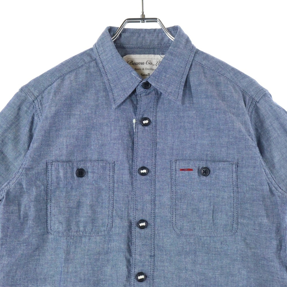 BEAMS(ビームス) リネン混 ボタンフライ 長袖シャツ グレー
