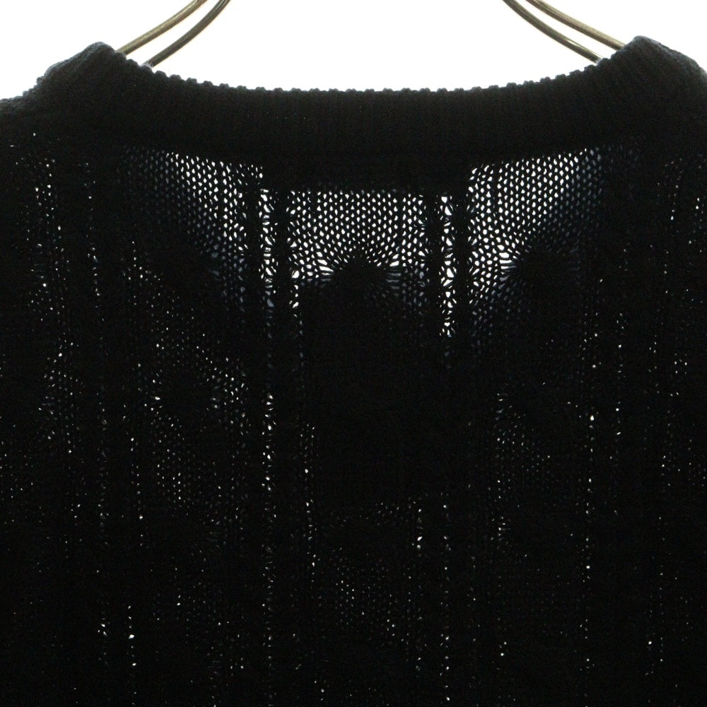 nano universe(ナノユニバース) Vネック ケーブルニット セーター ネイビー