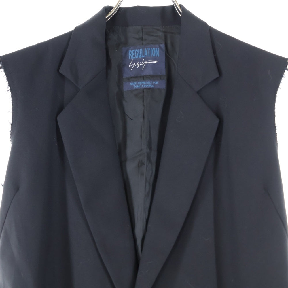 REGULATION Yohji Yamamoto MEN(レギュレーションヨウジヤマモトメン) 15AW カットオフ ノースリーブ 2B ロング テーラードジャケット ブラック FX‐J53‐100