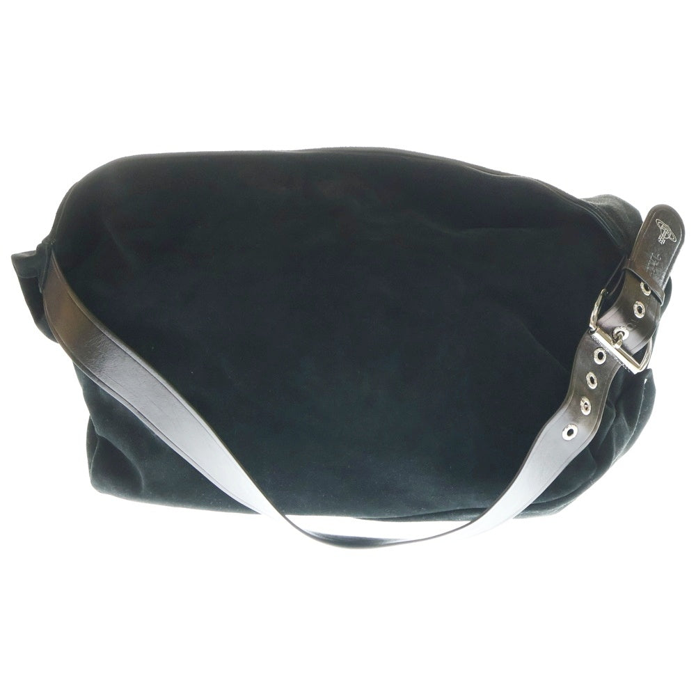 Vivienne Westwood(ヴィヴィアンウエストウッド) VELVET SHOULDER BAG ベルベット レザーベルト ショルダーバッグ ブラック