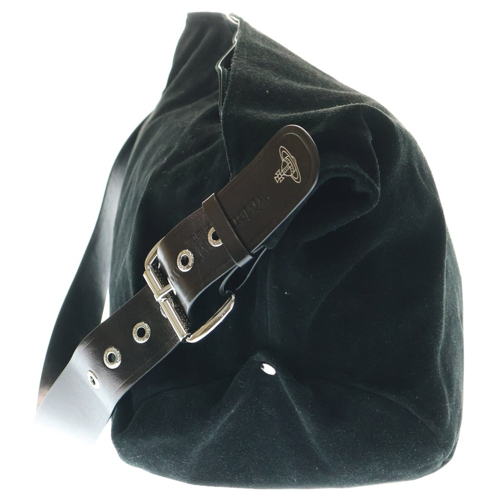 Vivienne Westwood(ヴィヴィアンウエストウッド) VELVET SHOULDER BAG ベルベット レザーベルト ショルダーバッグ ブラック