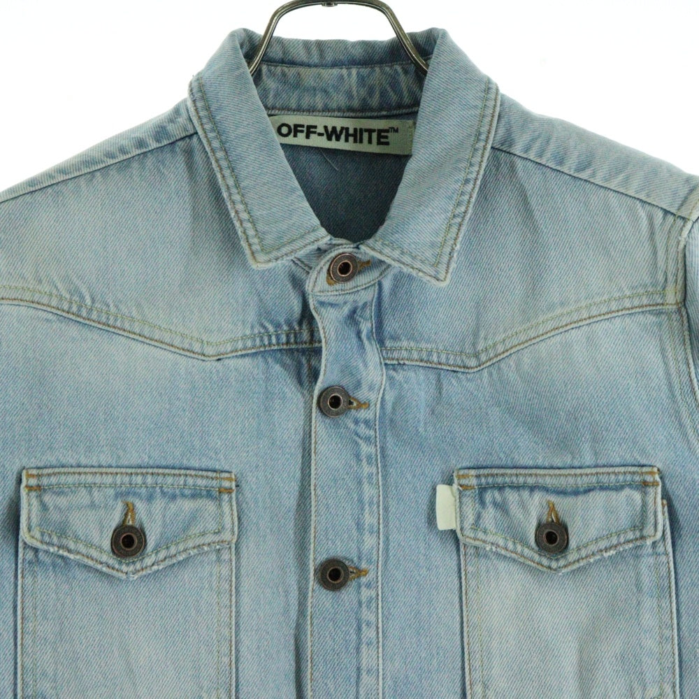OFF-WHITE(オフホワイト) 14AW BRUSHED DENIM SHIRT バックアロープリント ブラッシュド デニム 長袖シャツ インディゴ OMGA014F6167057