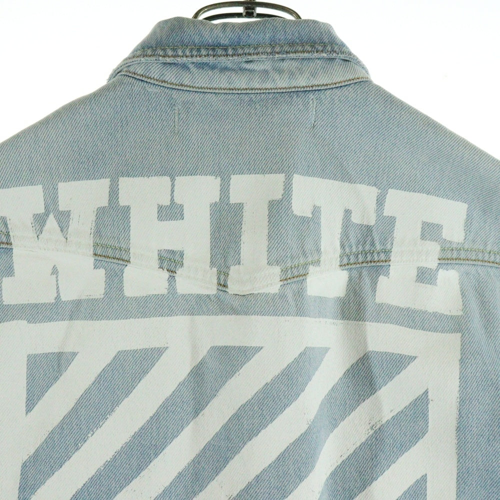 OFF-WHITE(オフホワイト) 14AW BRUSHED DENIM SHIRT バックアロープリント ブラッシュド デニム 長袖シャツ インディゴ OMGA014F6167057