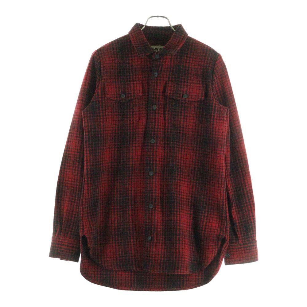 OFF-WHITE(オフホワイト) バック スプレープリント ウール混 長袖チェックシャツ ジャケット レッド/ホワイト