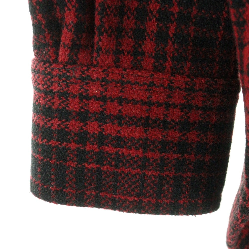 OFF-WHITE(オフホワイト) バック スプレープリント ウール混 長袖チェックシャツ ジャケット レッド/ホワイト