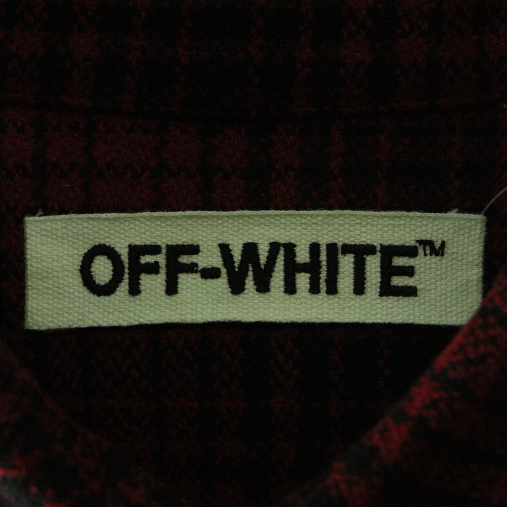 OFF-WHITE(オフホワイト) バック スプレープリント ウール混 長袖チェックシャツ ジャケット レッド/ホワイト
