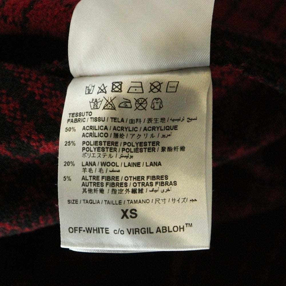 OFF-WHITE(オフホワイト) バック スプレープリント ウール混 長袖チェックシャツ ジャケット レッド/ホワイト