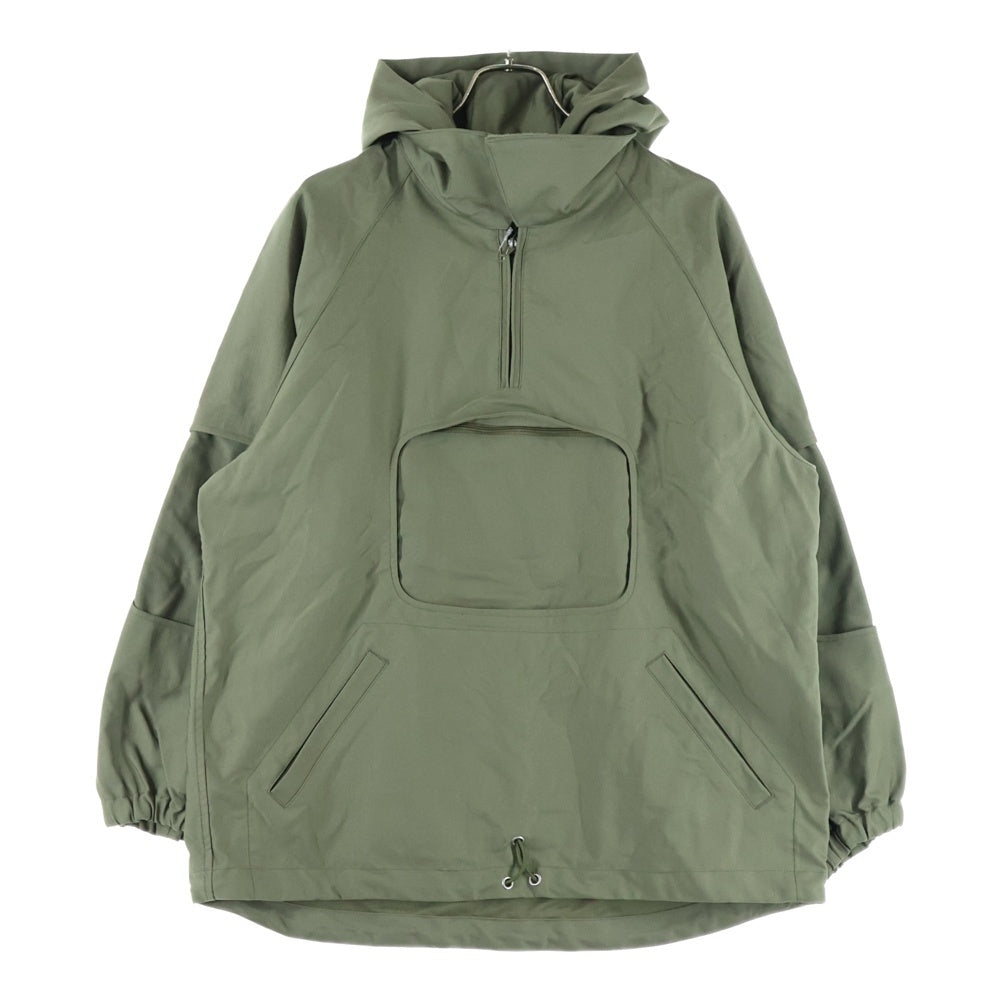 PHINGERIN(フィンガリン) WINDOW PARKA ウィンドーパーカー フード付 ハーフジッップジャケット カーキ PD-212-JK-081