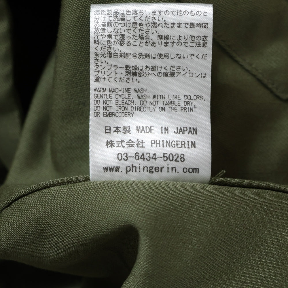 PHINGERIN(フィンガリン) WINDOW PARKA ウィンドーパーカー フード付 ハーフジッップジャケット カーキ PD-212-JK-081