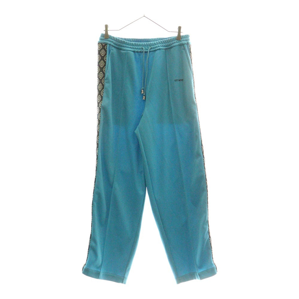 TTT_MSW(ティーモダンストリートウェア) 23SS JERSEY WIDE PANTS ジャージーワイドパンツ サイド総柄ライン トラックパンツ ブルー TTT-2023SS-PT13