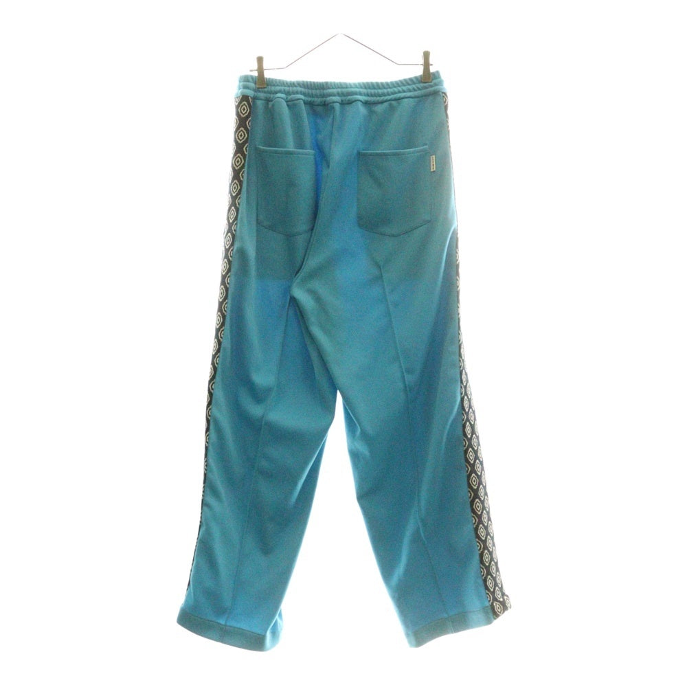 TTT_MSW(ティーモダンストリートウェア) 23SS JERSEY WIDE PANTS ジャージーワイドパンツ サイド総柄ライン トラックパンツ ブルー TTT-2023SS-PT13