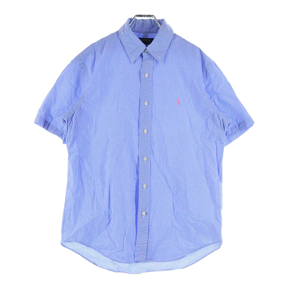 POLO RALPH LAUREN(ポロラルフローレン) CLASSIC FIT スモールポニー刺繍 ギンガムチェック ボタンダウン 半袖シャツ ブルー