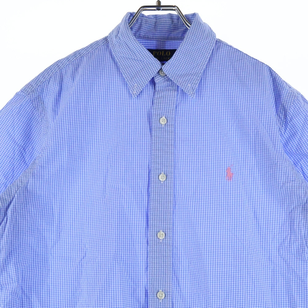 POLO RALPH LAUREN(ポロラルフローレン) CLASSIC FIT スモールポニー刺繍 ギンガムチェック ボタンダウン 半袖シャツ ブルー