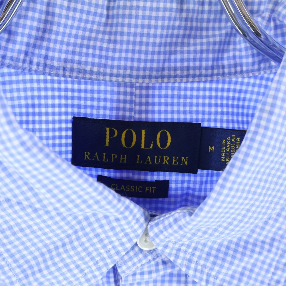 POLO RALPH LAUREN(ポロラルフローレン) CLASSIC FIT スモールポニー刺繍 ギンガムチェック ボタンダウン 半袖シャツ ブルー