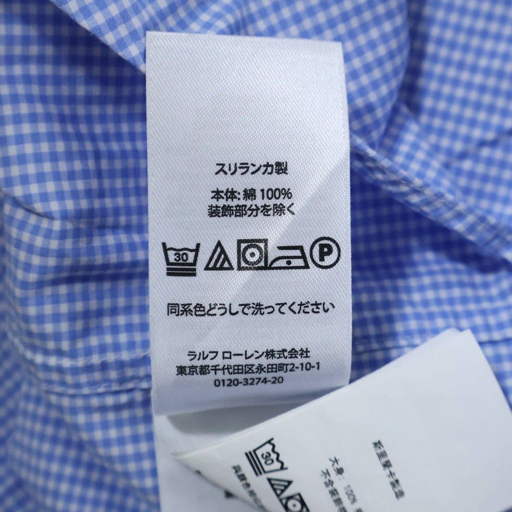 POLO RALPH LAUREN(ポロラルフローレン) CLASSIC FIT スモールポニー刺繍 ギンガムチェック ボタンダウン 半袖シャツ ブルー