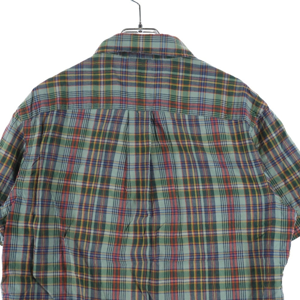 POLO RALPH LAUREN(ポロラルフローレン) CUSTOM FIT スモールポニー刺繍 チェック柄 ボタンダウン 半袖シャツ グリーン