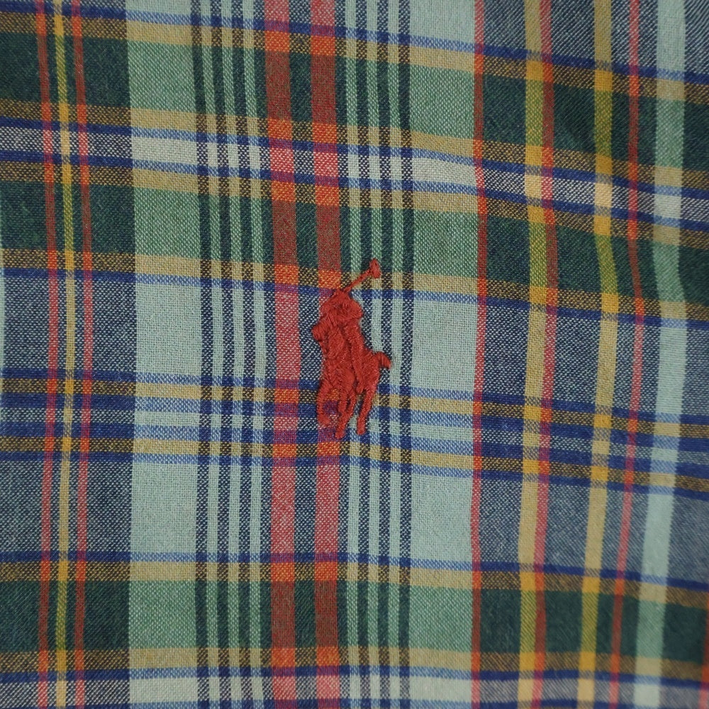 POLO RALPH LAUREN(ポロラルフローレン) CUSTOM FIT スモールポニー刺繍 チェック柄 ボタンダウン 半袖シャツ グリーン