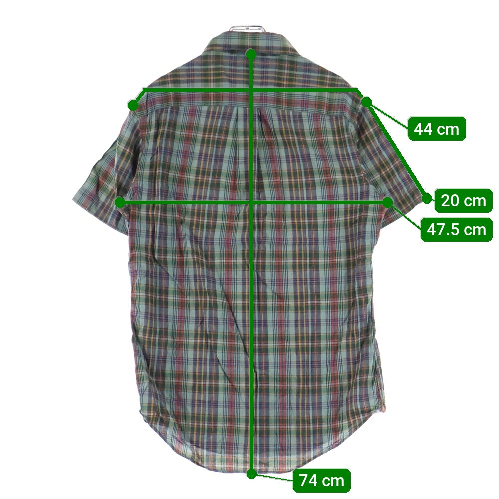 POLO RALPH LAUREN(ポロラルフローレン) CUSTOM FIT スモールポニー刺繍 チェック柄 ボタンダウン 半袖シャツ グリーン